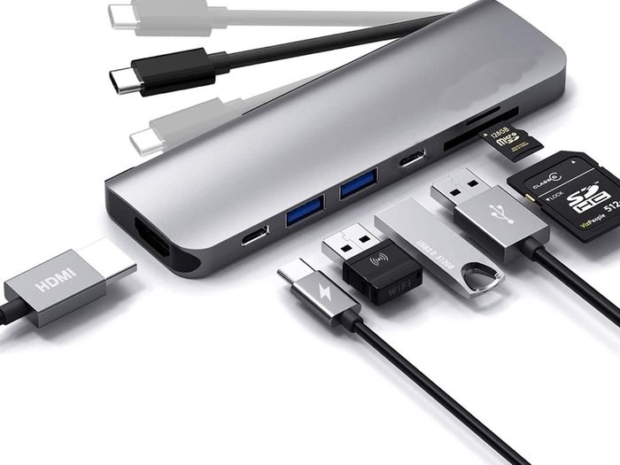 4K Type- C USB Hub 7 in 1 Adapter with HDMI+ PD+ 2 USB Port + SD