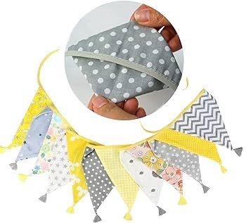 NEW SALE | Fabric Bunting Banner with Tassel, 3.3M Double Sided Cotton Tassel Banner