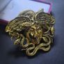 Vintage Style Gold Tone MEDUSA SNAKE LADY Statement BROOCH Shawl Pin or Pendant Jewellery Accessories Gifts Image 2