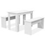 Dining Table and Benches 3 Pieces Chipboard White Image 4