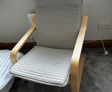 IKEA POANG Armchair | Birch Veneer Frame with Light Grey Ribbed Cushion | Excellent Condition
