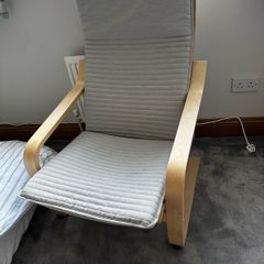 IKEA POANG Armchair | Birch Veneer Frame with Light Grey Ribbed Cushion | Excellent Condition