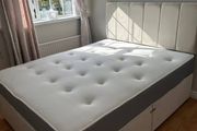 Cream double bed and mattress