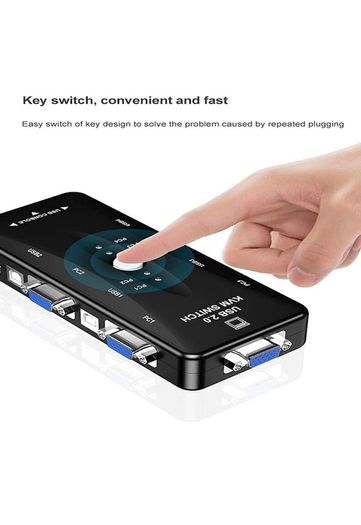 Switch Box Adapter, One-Button Swapping, 4 VGA Cables not Included, Ideal for PCs, Keyboard, Mouse, Scanner, Printer