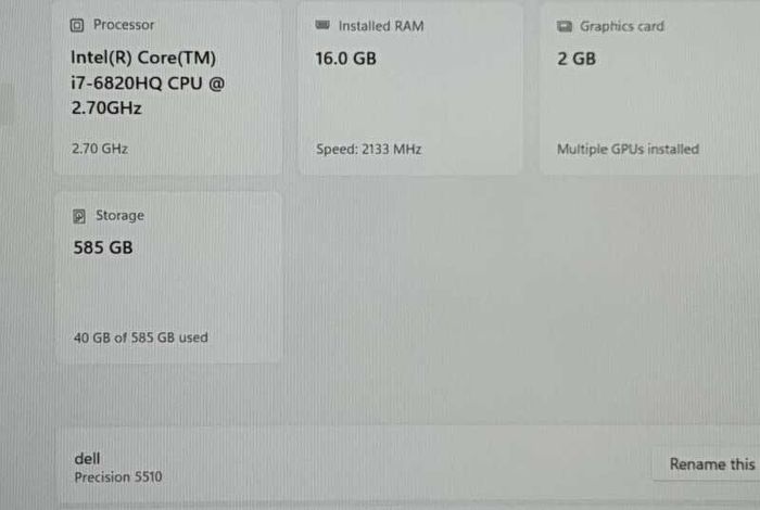Dell Precision 5510 - i7 Quad-Core | 16GB RAM | Quadro Graphics Workstation