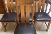 4 x Lovely Sturdy Leather Kitchen Dining Chairs - Can Deliver