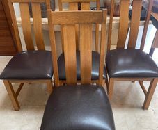 4 x Lovely Sturdy Leather Kitchen Dining Chairs - Can Deliver