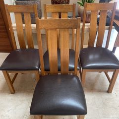 4 x Lovely Sturdy Leather Kitchen Dining Chairs - Can Deliver