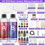 Epoxy Resin Kits for Beginners, 400ml Crystal Clear Resin Accessories with Moulds, Resin Pigment, Resin Glitter, Gold Leaf, Dried Flowers, Epoxy Resin Starter Kit Image 2