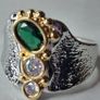 Two Tone Centre Gem & Crystal Vintage Ring Image 5