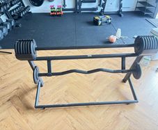 HIT Fitness Adjustable Barbell & EZ Curl Bar Set with Stand