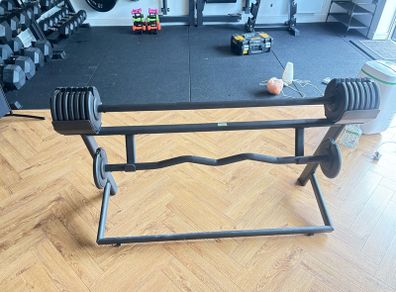 HIT Fitness Adjustable Barbell & EZ Curl Bar Set with Stand