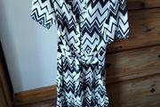 M&amp;S Collection black and white chevron print dress - size 10