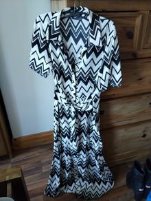 M&S Collection black and white chevron print dress - size 10