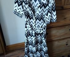 M&S Collection black and white chevron print dress - size 10
