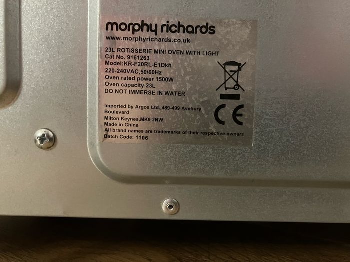Morphy Richards mini oven