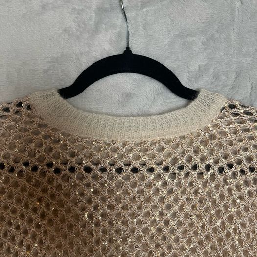 Ba&sh Open Knit Nate Sweater Sz 6UK 2US XS Boxy Oversized Shimmer Short Sleeve