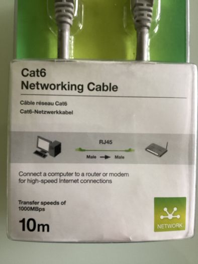 CAT 6 - 10m Ethernet Cable - BELKIN - LAN - Patch Cord | High-Speed - 1000 MBps 1GB Cat6 - Cat 5e RJ45 - Gigabit Ethernet CAT5