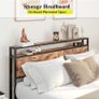 King Size Bed Frame with Storage Wooden Headboard,Bed 150x200 cm,Metal Bed Frame Kingsize Bed Base Mattress Foundation,Metal Slats Support,Platform Bed Frame Double Bed,Black+Rustic Brown Image 6