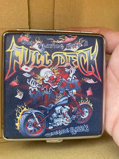 Black clown and deck cards tobacco case