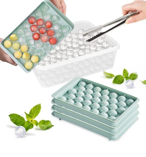 Sphere Ice Cube Tray with Lid and Bin Ice Ball Molds for Freezer 99pcs Ice Making Mold with Ice Container and Tong