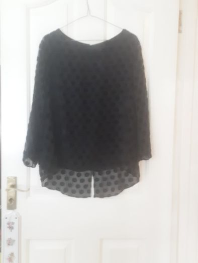Laura Ashley  Elegant and Sophisticated Top, with a Spotted Pattern/Colour: Black  .. Size: 12 UK  40 EU/Price Drop