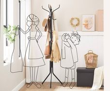 NEW SALE | Metal Coat Rack, Clothes Stand, Hat Handbag Hanger, 182 cm Tall Hall Tree, Black