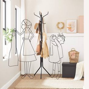 NEW SALE | Metal Coat Rack, Clothes Stand, Hat Handbag Hanger, 182 cm Tall Hall Tree, Black
