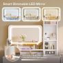 Dressing Table with Large LED Mirror, 3 Lighting Modes Adjustable Brightness, Built in USB  AC Socket, Vanity Table with 4 Fabric Drawers, Modern Makeup Desk 100by40by140cm Image 3