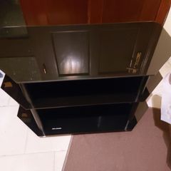 Tempered Glass Black TV Table, 60cm x 40cm, height 50cms, in like new condition