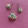 925 Silver Hallmarked Enamelled Pendant/Earring Set Image 9