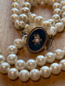 Long Vintage Faux Pearl Necklace
