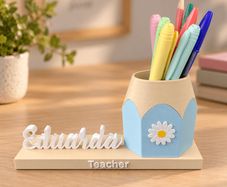 Personalized Name Pencil Holder - 3D - Daisy Design