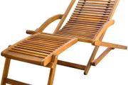 Deck Chair with Footrest Solid Acacia Wood