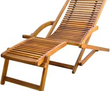 Deck Chair with Footrest Solid Acacia Wood
