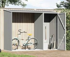Garden Firewood Shed Grey 245x98x159 cm Galvanised Steel