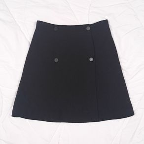 Maje Black Double Breasted High Waisted A-Line Wool Mini Skirt 8UK/36EU