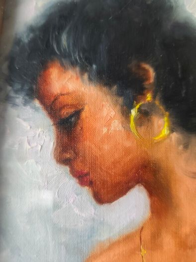 Oil portrait of a woman, F. Simonato
