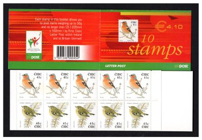 2002 Ireland Chaffinch Definitive Stamp Booklet Mint Never Hinged (MNH). Hibernian HB101.