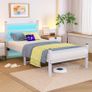 3ft Single Bed Frame with Headboard & LED Lights,Heavy Duty Metal Platform Bed Frame with Charging Station,Mattress Base/Strong Steel Slats Support/Under-bed Storage/Easy Image 3