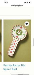 Anthropology Festive Bistro Tile Spoon Rest Dish