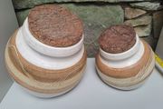 Vintage pottery canisters with Cork lids