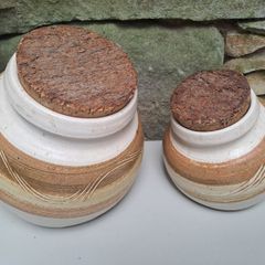 Vintage pottery canisters with Cork lids