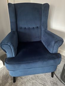 Royal Blue Velvet Wingback Accent Chair