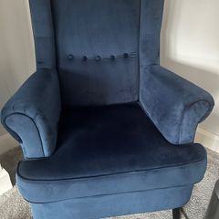 Royal Blue Velvet Wingback Accent Chair