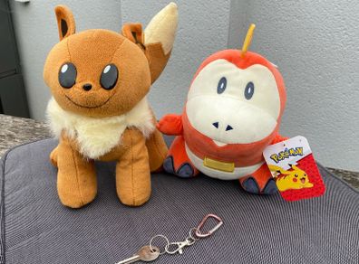 Two Pokemon plush - NEW Fuecoco & Eevee