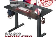 NEW SALE | Standing Desk Height Adjustable Electric Desk, 100x60cm Stand up Table, Sit Stand Home Office Desk with Splice Board, Black Top