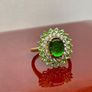 Ammolite, Tsavorite Garnet White Zircon Ring Image 9