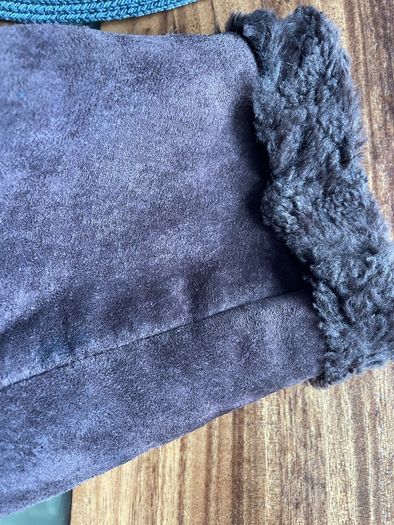 Shearling coat jacket fur suede leather women Gerry Webber size 10-12 brown