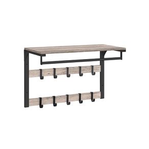 Wall Coat Rack with Shelf and 10 Removable Hooks